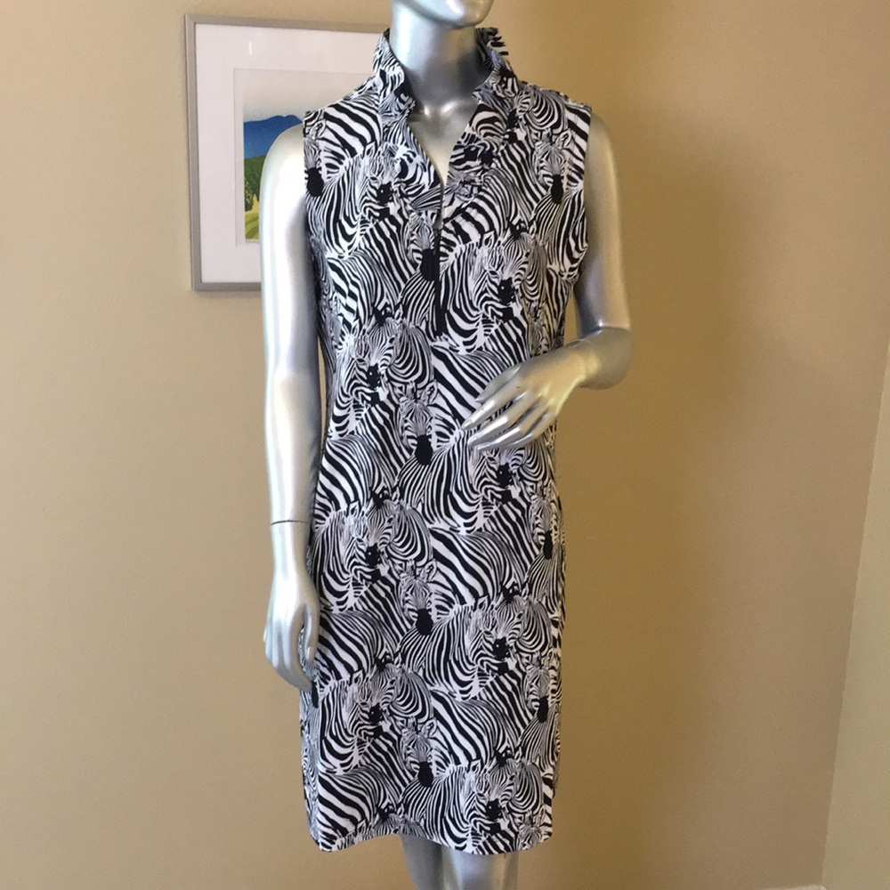 G LIFESTYLE | Zebra Print Ruffle Portrait Collar Sleeveless Dress